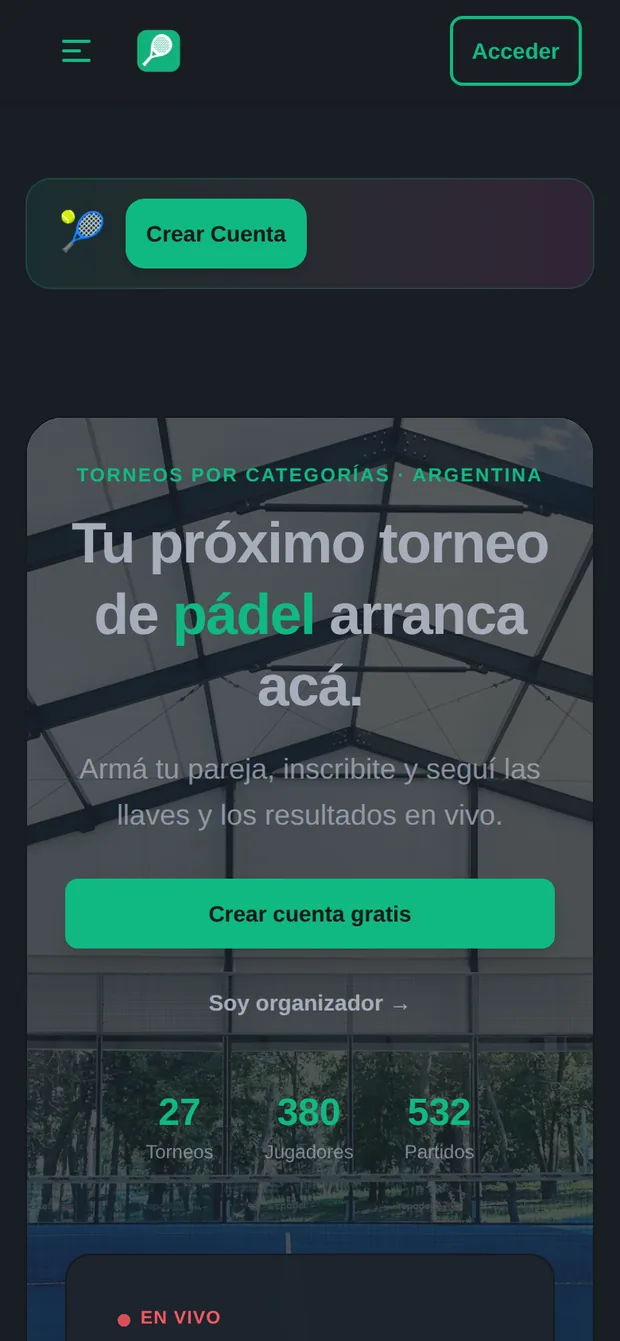 TodoPadel en el celular