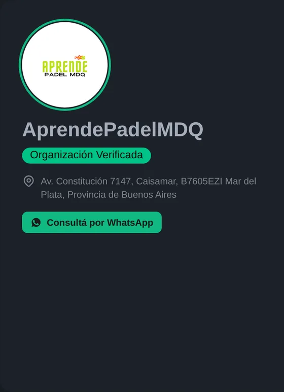 Perfil público del organizador con logo, datos, equipo y torneos