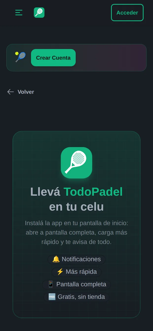 Pantalla para instalar la app